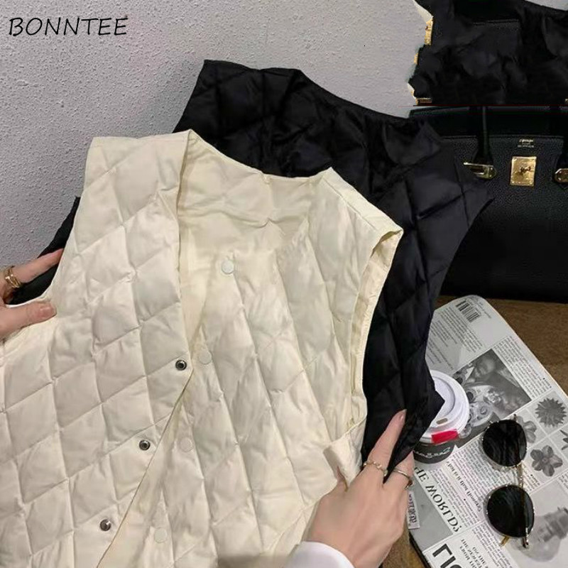 

Women' Vests Waistcoats Women Solid Warm V-Neck Korean Version All-match Stylish Daily Simple Loose Soft Feminino Sleeveless 221114, Black