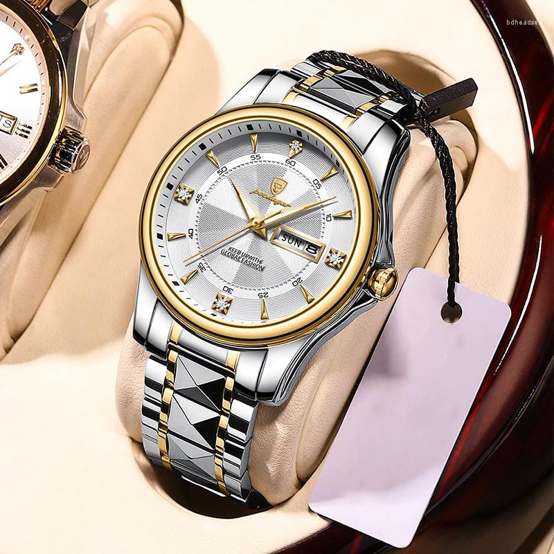 

Wristwatches Mens Watches Top Fashion Waterproof Stainless Steel Clock Quartz Wristwatch Casual Business Sports Wrist Watch, Black