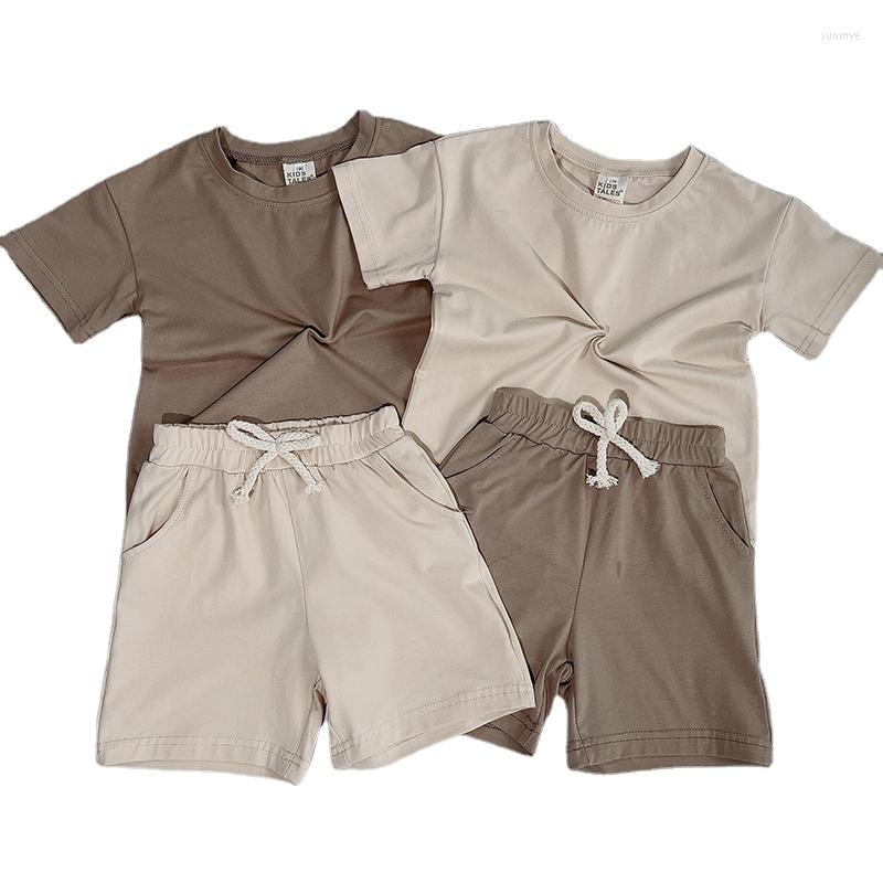 

Clothing Sets Summer Kids Tracksuits 2pcs Shorts T-shirts For Children Boy Casual Clothes Boys Outfits, Beige