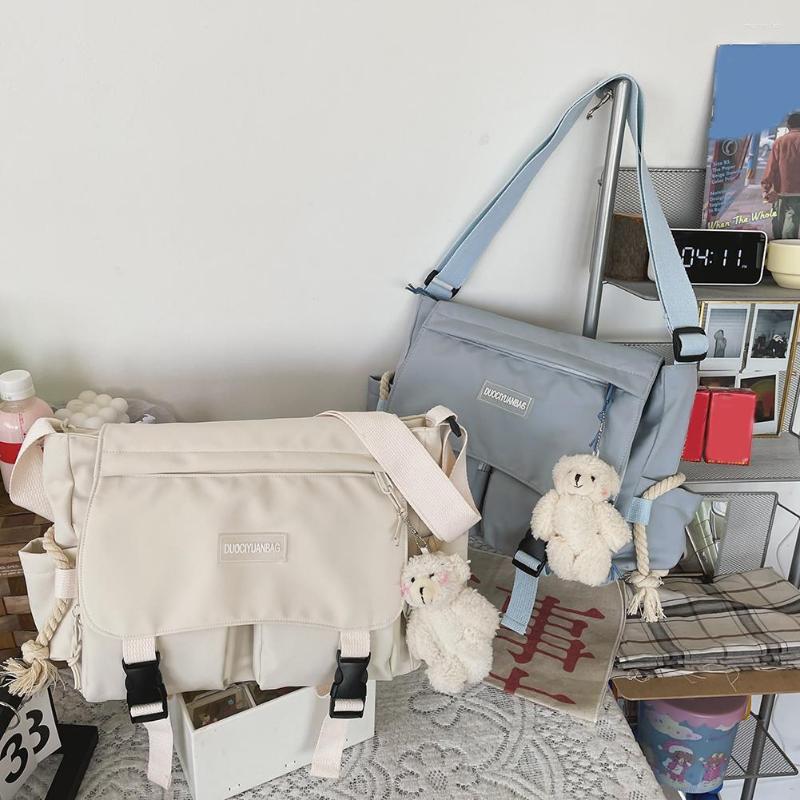 

Evening Bags Japanese Harajuku Nylon Messenger Pouch Fashion Casual Women Crossbody Bag Large Capacity Student Tutorial For Sports Travel, Black