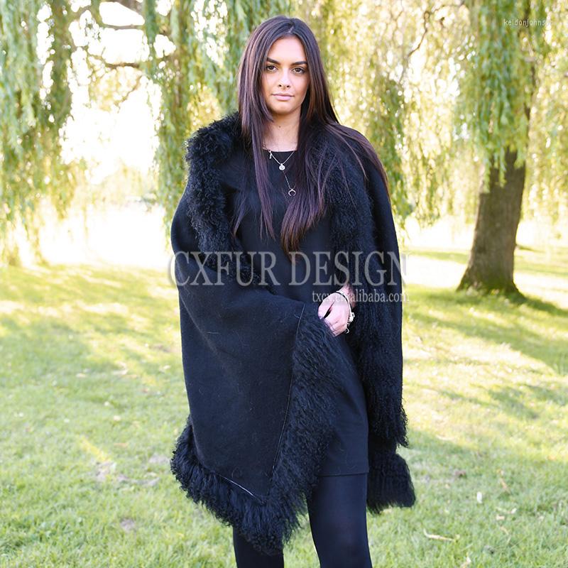 

Scarves CX-B-P-01A Winter Cool Casual Autumn Women Shawl Fur Trimmed Scarf Warm Female Cashmere Pashmina Tassels