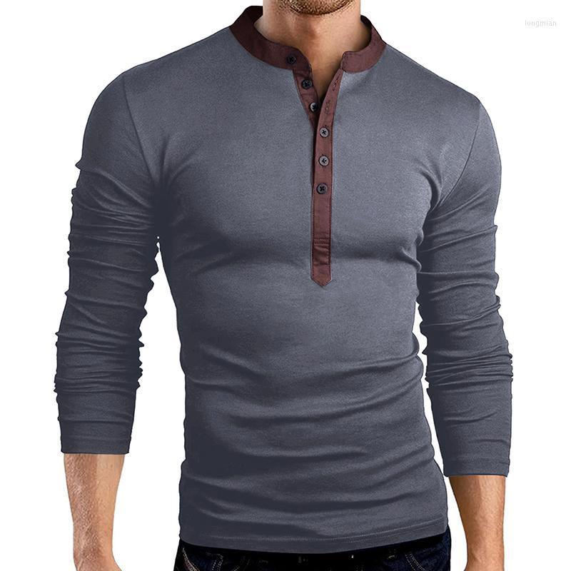 

Men's T Shirts Bigsweety 2022 S Spring Autumn Mens Slim Fit V Neck Button Long Sleeve Muscle Tee T-shirt Casual Tops 4 Color Wholesale, White