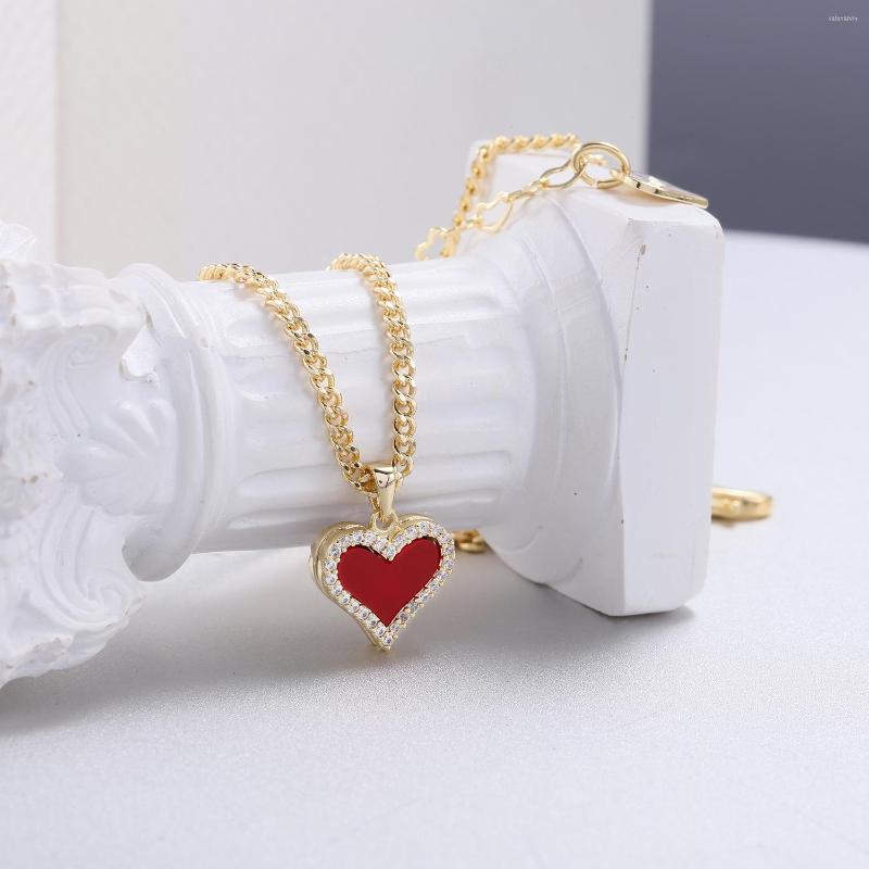 

Chains MYDIY Romantic Shiny Crystal Red Black Heart Pendant Necklaces For Women Jewelry Simple Chain Choker Fashion Bridesmaid Bijoux