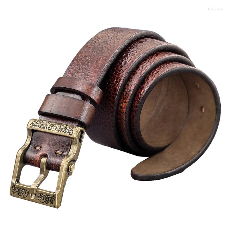 

Belts Luxury Super Thick Genuine Leather Belt For Men Retro Solid Brass Buckle Ceinture Mens Wide Male MBT0618, Black