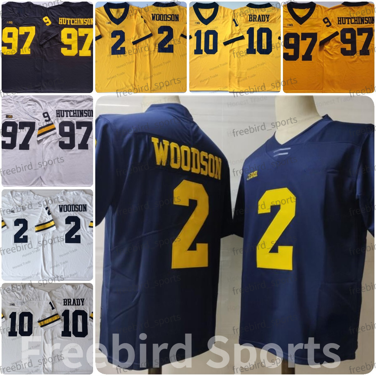 

Michigan Tom 10 Brady Hutchinson Football Jersey 2 Charles Woodson Navy White Yellow NCAA College Mens Jerseys Stitched, Men jersey