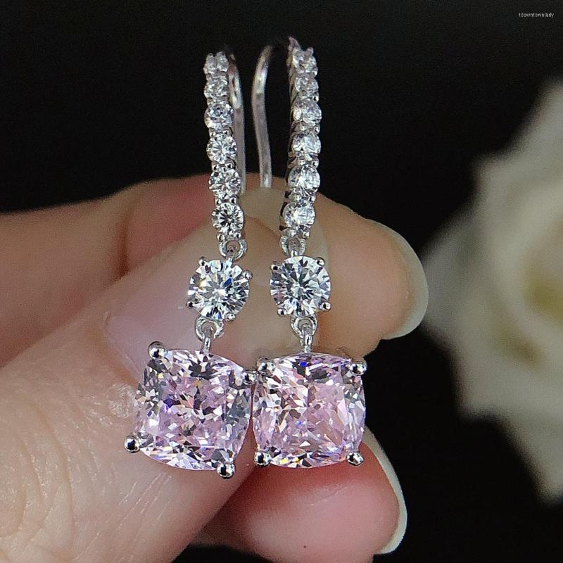 

Stud Earrings Pure 14k White Gold Au585 2/Piece Cushion Pinky Diamond Women For Female Party Jewelry Girl