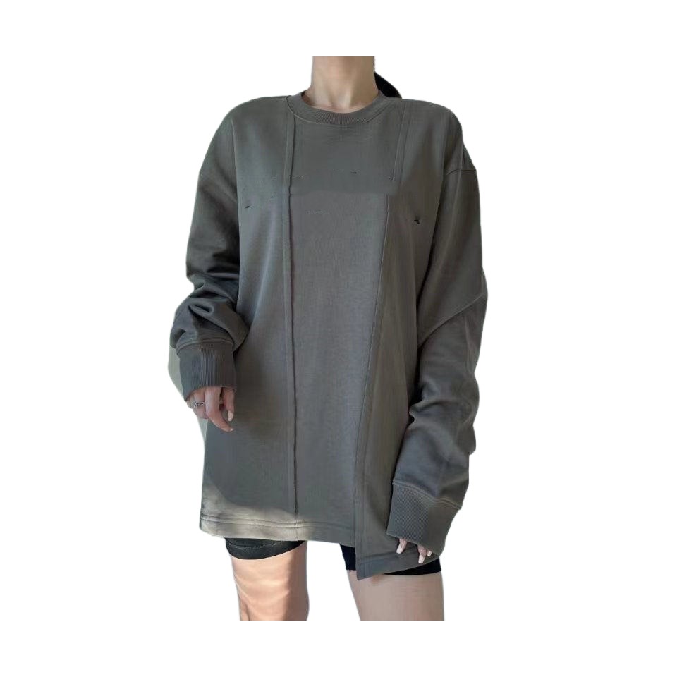 

Margiela Margiela irregular sweatshirt letters MM6 round neck men and women loose tide, Khaki