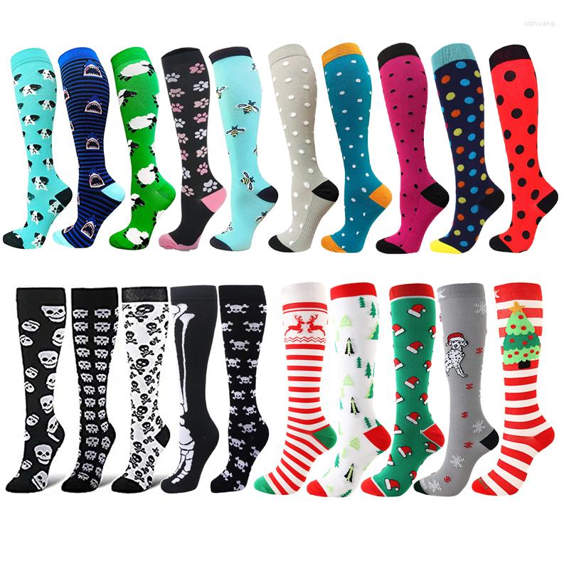 

Men's Socks HYSAIXIA 5 Pairs/Lot Compression Stripes Dots Animals Fruits Solid Men Women Pressure Stockings Nylon Drop, 5 pairs black