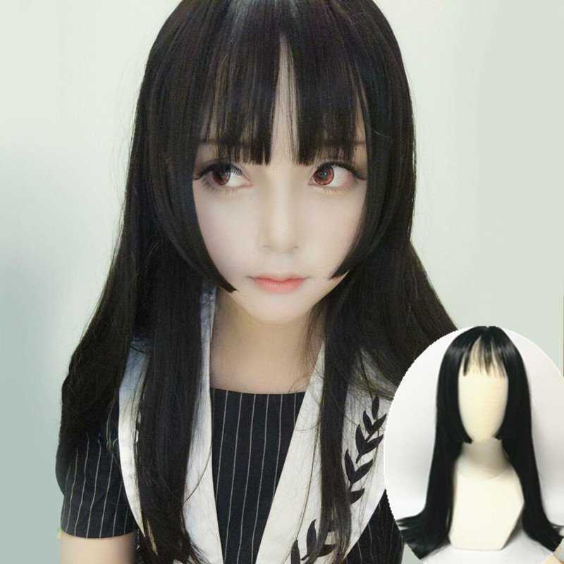

Women's Hair Wigs Lace Synthetic Wig Female Straight Princ Cut Bangs Ji Style Long M Cross Dring Animation Cos Fake Hair, Black