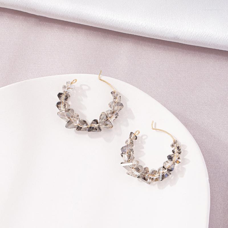 

Hoop Earrings Fashion Irregular C-shaped Crystal For Women Elegant Temperament Korean Bohemia Party Girls Gifts Jewelry