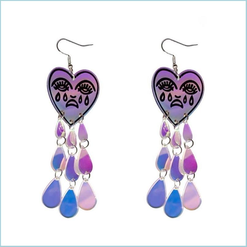 

Dangle Chandelier Fashion Jewelry Tears Heart Acrylic Dangle Earrings For Women Cute Eyedrop Tassel Accessories Change Color Charm Dhdop