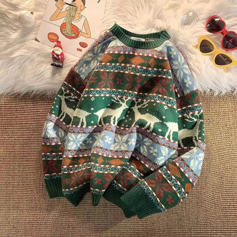 

Men's Sweaters Ugly Christmas Sweater Deer Knitted Oversized Pullovers Soft Warm Sweater Harajuku Festival ONeck Vintage Casual Mens Clothing 221111, Coffee