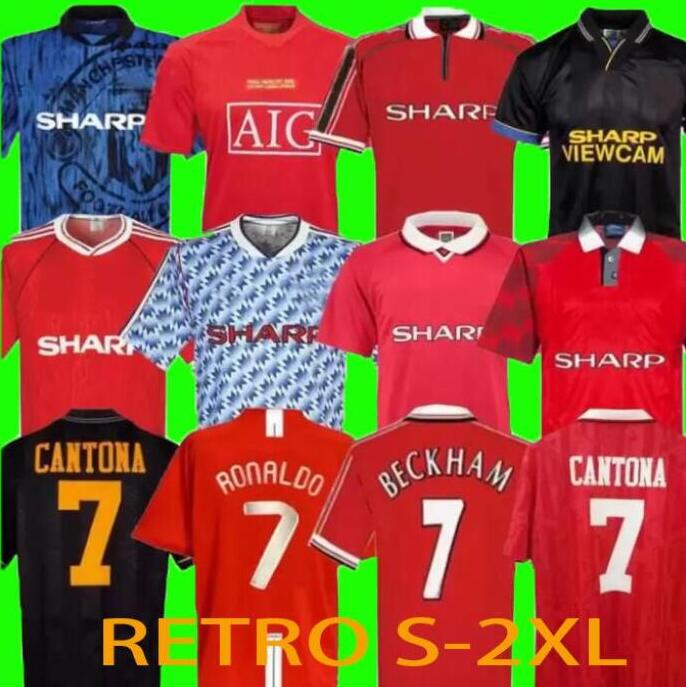 

2007 2008 Retro red Home Jersey 100 anniversary 07 08 Retro #10 Rooney Giggs 98 99 Retro 7 BECKHAM Cantona Football Shirts, 90-92