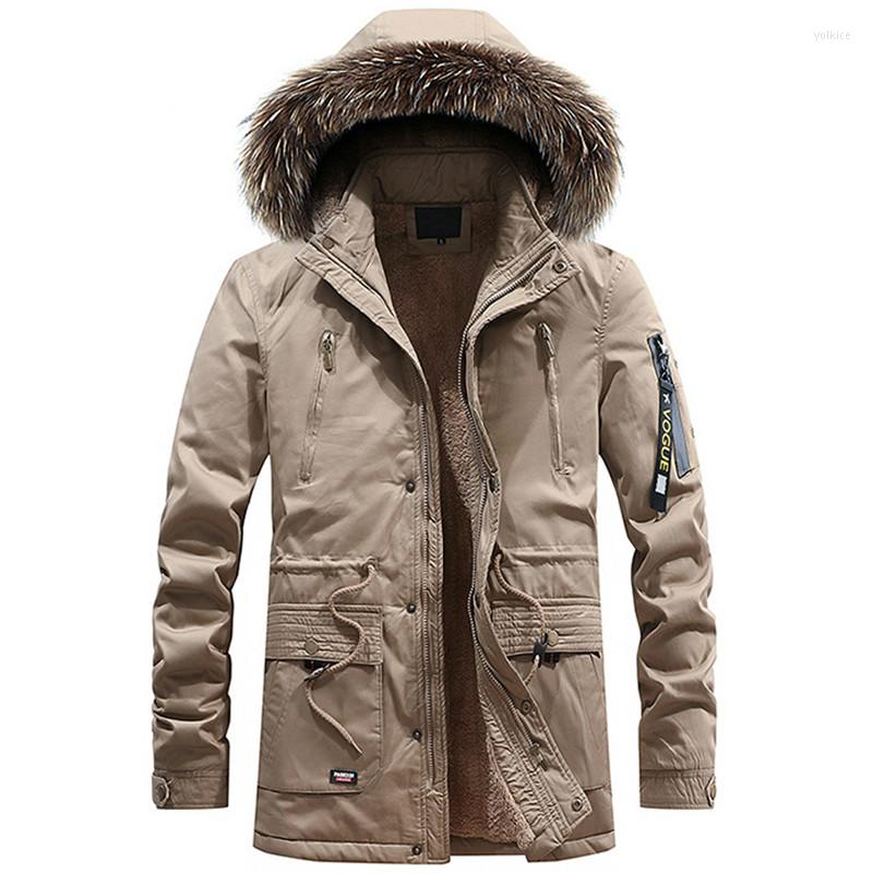 

Men's Down Winter Jacket Parkas Men Thick Casual Warm Fur Hooded Jackets Long Coat Hombre Invierno Outwear Veste Homme Overcoat, Khaki