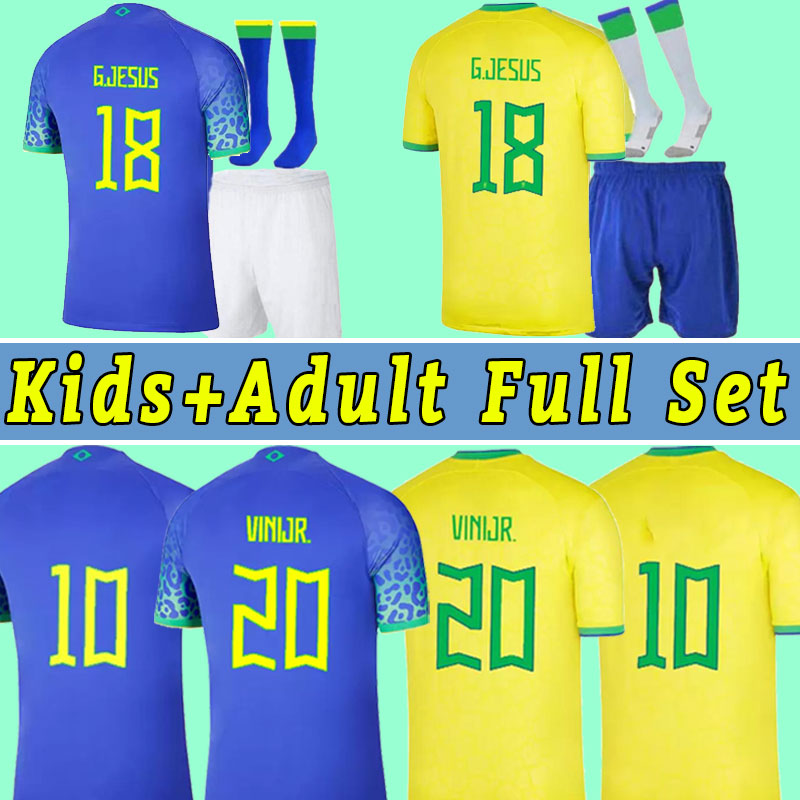 

world 2022 2023 BrazilS soccer jerseys MARCELO PELE PAQUETA NERES COUTINHO FIRMINO JESUS VINI JR 22 23 BrasilS football shirt Full Set adult men kids child home cup, Away kits+patch