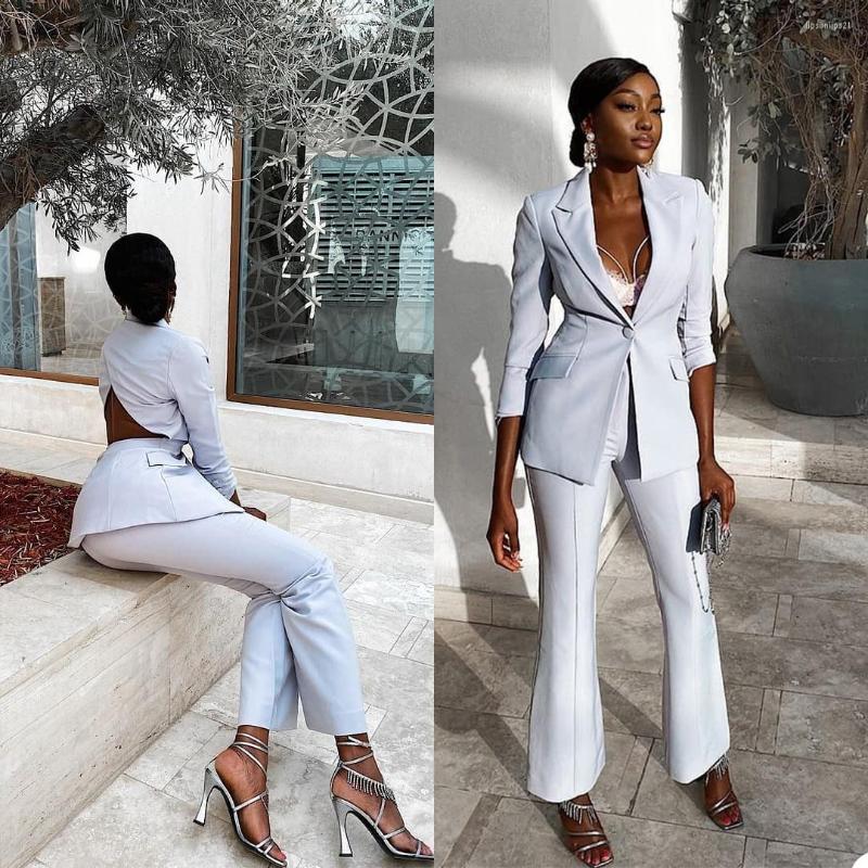 

Women's Two Piece Pants Sexy Back Hollow Women Suits Single Button Slim Fit Pocket Blazer Flare Streetwear Office Lady Daily Coat 2 Pieces, Purple