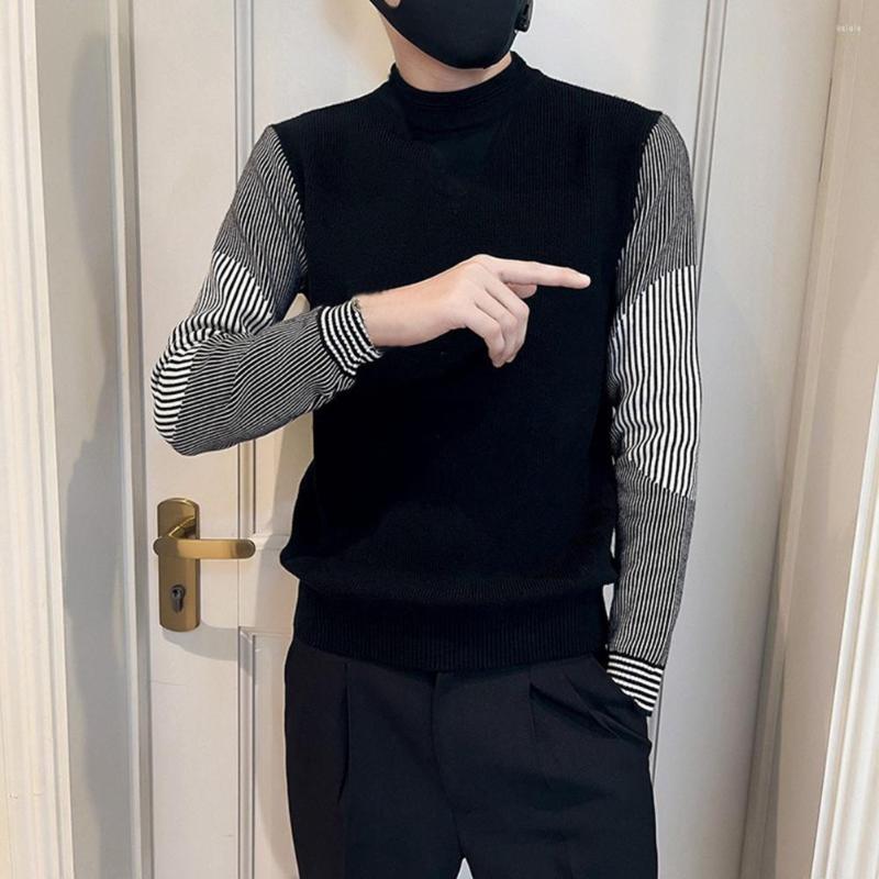 

Men's Sweaters Spring Sweater Warm Men Thermal Breathable Chic Color Matching, Black