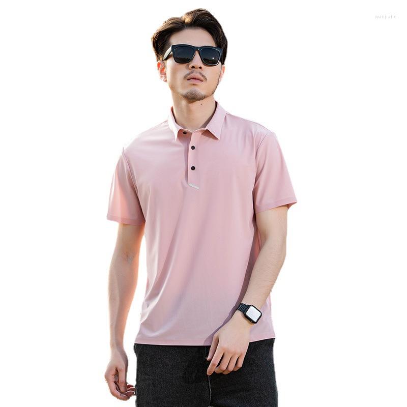 

Men's Polos 2022 Ice Silk Quick-Drying T-shirt Plus Size Overweight Man Polo Shirt Quality Short Sleeve Handsome Slim Fit, Black