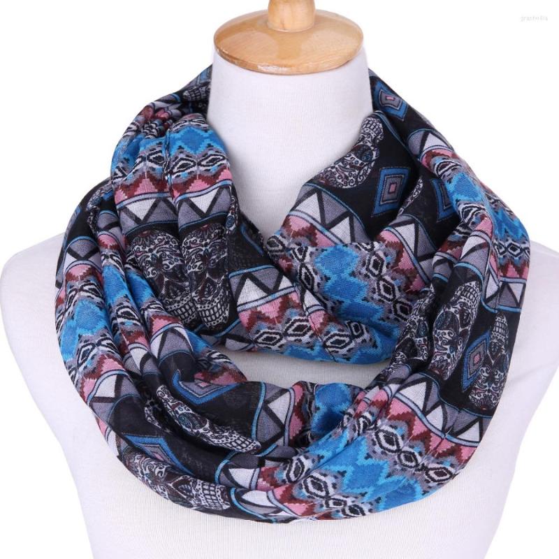 

Scarves Viscose Colorful Skull Infinity Loop Scarf Women Winter Geometry Womens Fall Fashion