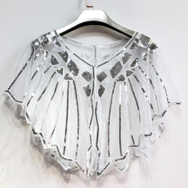 

Scarves See-through Excellent Beaded Sequin Scarf Evening Cape Breathable Fine Workmanship Women Accessories