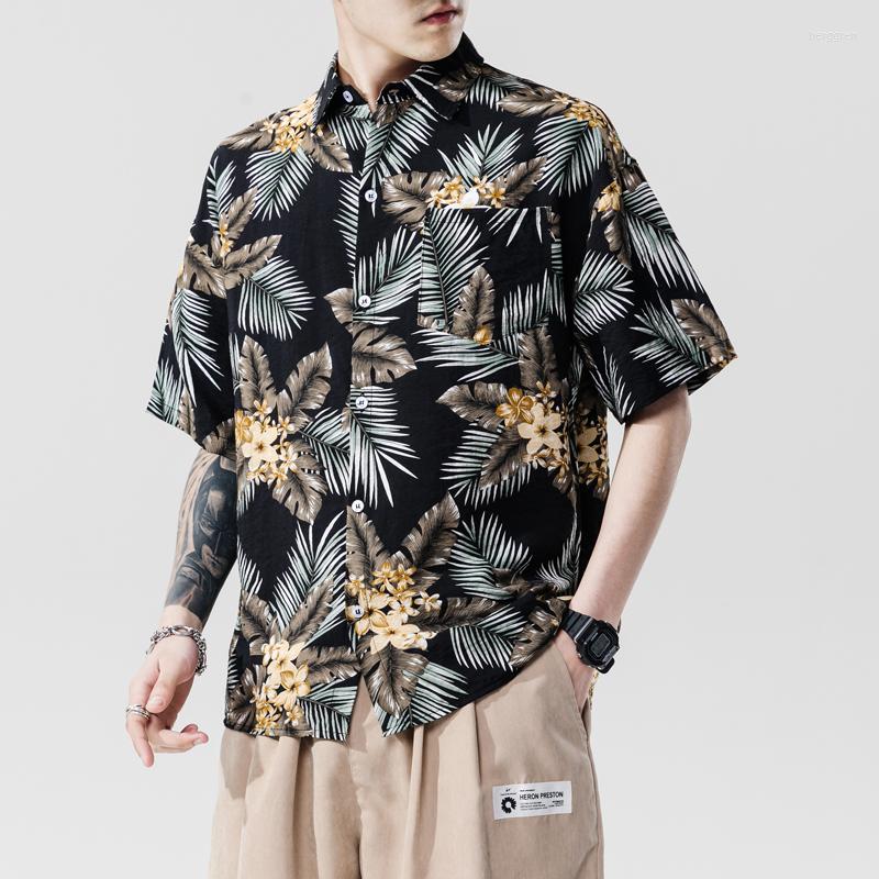 

Men's Casual Shirts 2022 Summer Fashion Mens Hawaiian Men Short Sleeve Print Beach Aloha Shirt Male Quick Dry Blouse Vacation, Goose feathers