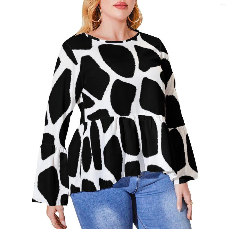 

Shirt Black And White Giraffe T Shirts Animal Print Cute Women Long Sleeve Fashion Tshirt Graphic Clothing Plus Size 4XL 5XL, Style-6