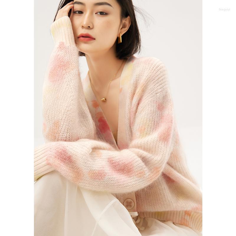 

Women's Knits High Quality 32.5% Wool 28.5% Mohair Loose Fit Cardigan Women Casaco Feminino Casual Autumn/Winter V-Neck Vintage Clothes, 58