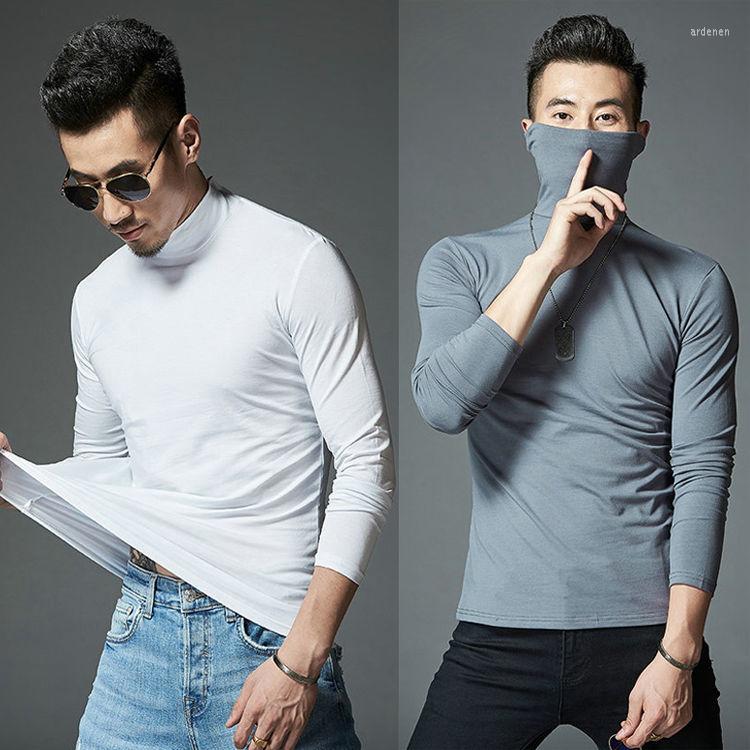 

Men's T Shirts 2022 Autumn Winter Long Sleeve Cotton T-Shirt Male Turtleneck Slim Fit Solid Color Tops Plus Size Tees F307, Turtleneck anhui
