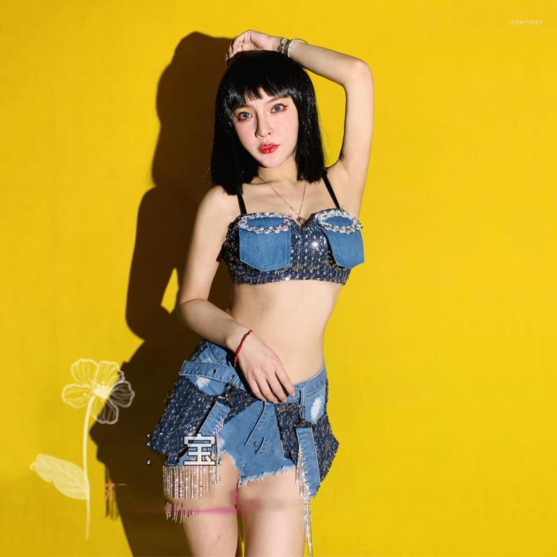 

Stage Wear Nightclub Female Singer Performance Costumes Gogo Dancer Cowboy Fashion Suit Jazz Pole Dance Rave Clothing DWY7332, Tops and shorts