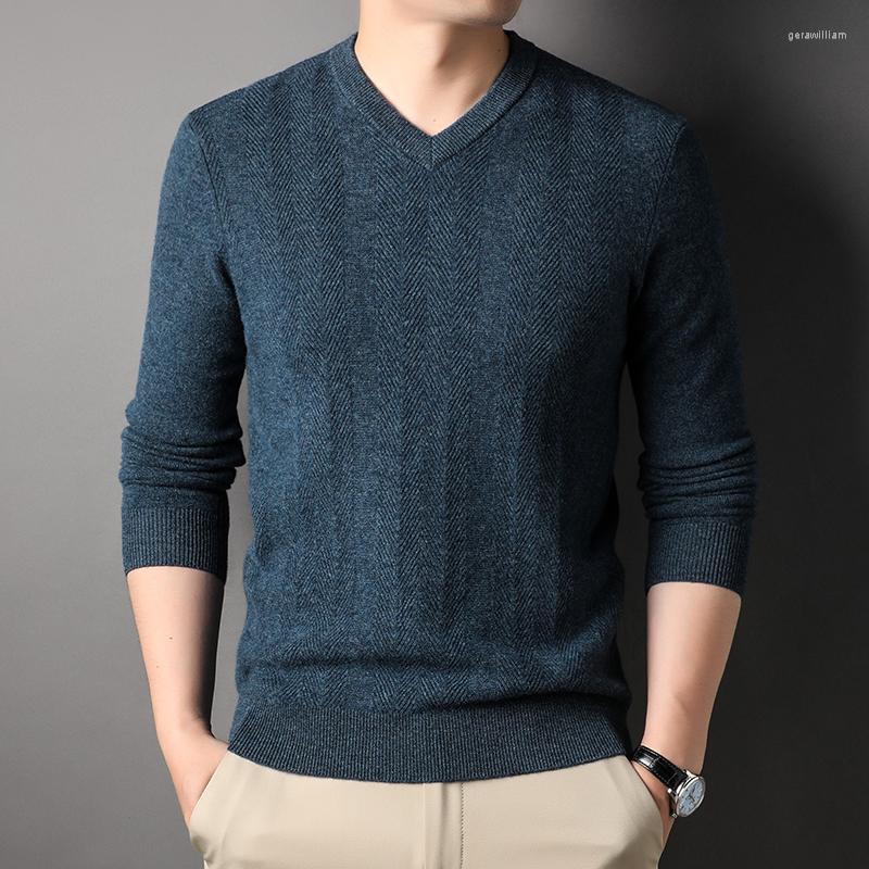 

Men's Sweaters Wool V Collar Mens Sweater Luxury Long Sleeve Spring Autumn Striped Computer Knitted Pullover Men 4XL, Green