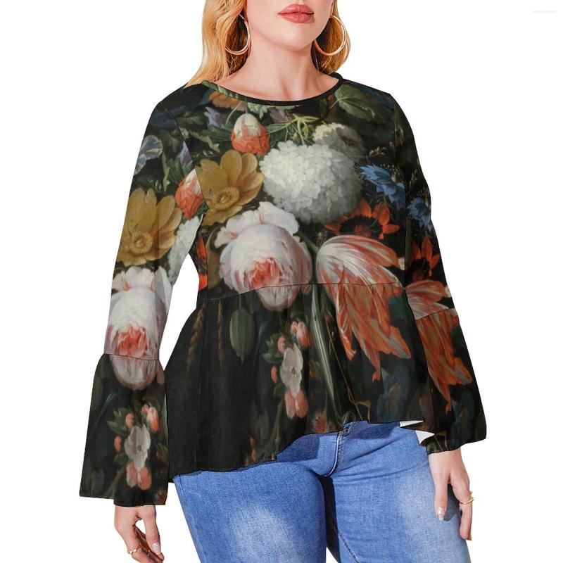 

Shirt Bouquet Of Flower T Colorful Floral Print Trendy Ruffled S Woman Street Wear Tshirt Plus Size Graphic Top Tees Gift, Style-5