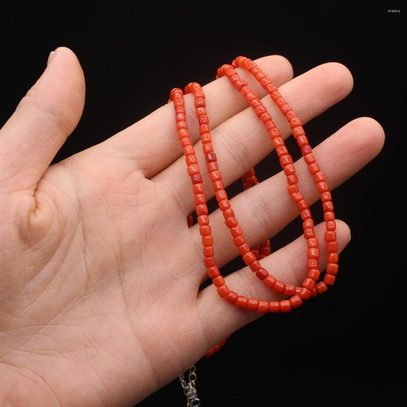 

Chains Ladies Square Red Coral Beaded Necklace Reiki Energy Healing Jewelry For DIY Making Bracelet Gift Craft 1 PC