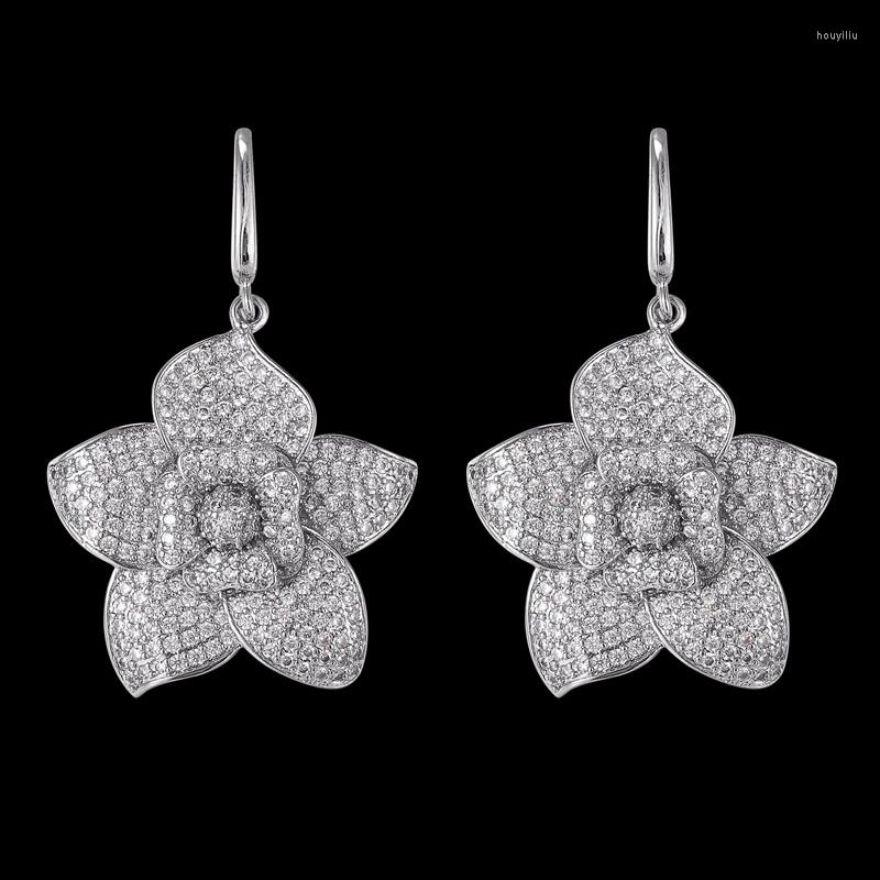 

Stud Earrings Zlxgirl Jewelry Dubai Gold Color Rose Flower For Women Couple Gifts Cubic Zircon Cooper Earring Percing