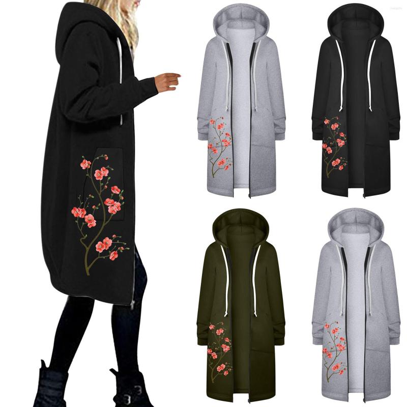 

Women' Hoodies Women' Casual Winter Coat Floral Printing Top Splicing Jacket Petite Sweaters With Zipper For Women Under, Black