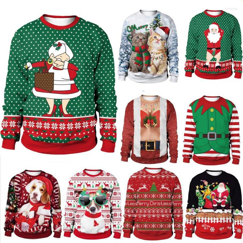 

Men's Sweaters Ugly Christmas Sweater For Couples Funny Sweatshirts 3D Printed Green Loose Pullovers Party Dress Women Men Jumpers, Sb102-046