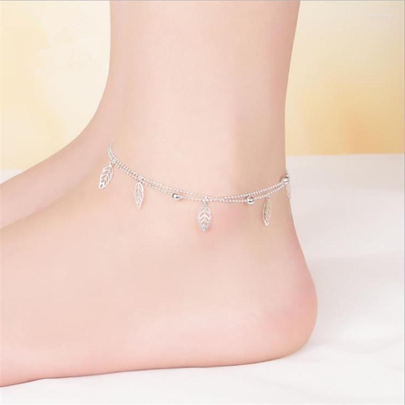 

Anklets KOFSAC Fashion 925 Sterling Silver For Women Exquisite Leaves Ankles Chain Bracelet Barefoot Sandal Beach Foot Jewelry