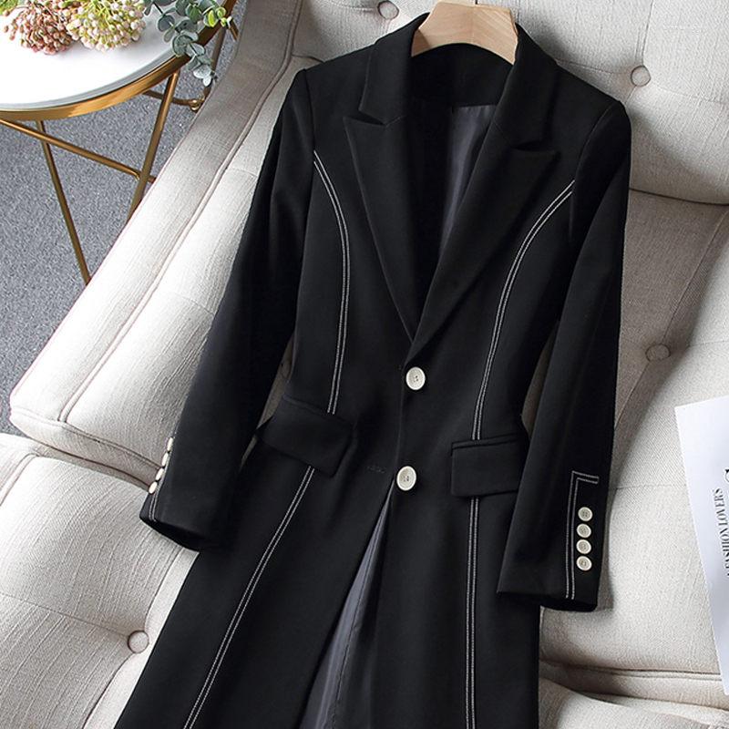 

Women's Suits Large Size Women's Clothing Spring 2022 Suit Fashion Temperament High-End Long Black Blazer Jacket Female Windbreaker H320