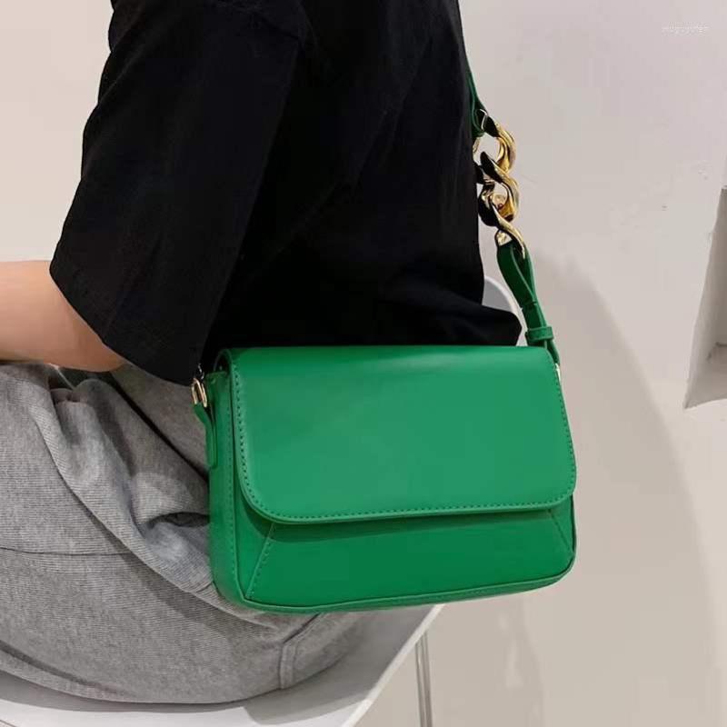 

Evening Bags Thick Chain Design Small PU Leather Flap Crossbody Shoulder For Women 2022 Fashion Ladies Travel Handbags Purse Sac A Main, Black