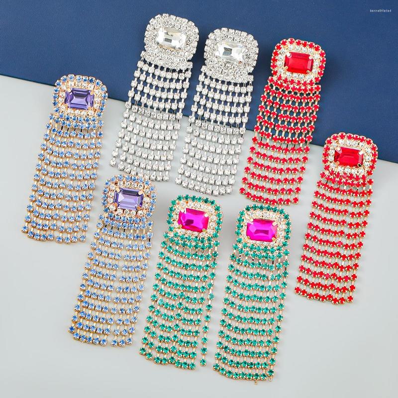 

Dangle Earrings Woman Rhinestone Statement Party Long Tassel Jewelry