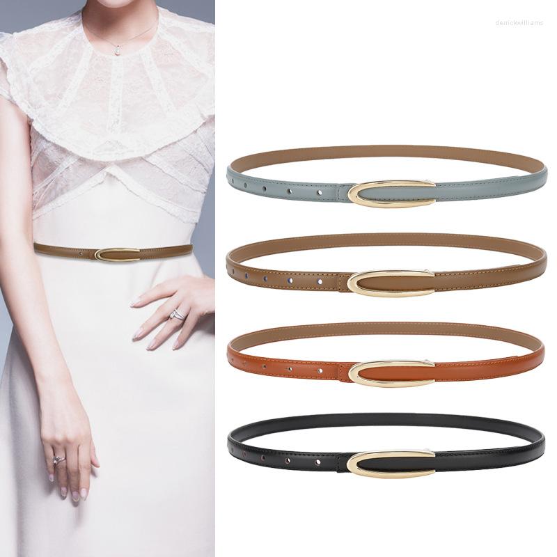 

Belts 2022 Thin Belt Ladies Leather Ins Decoration With Skirt Suit Shirt Waist Pin Buckle Korean Jeans Small, Black