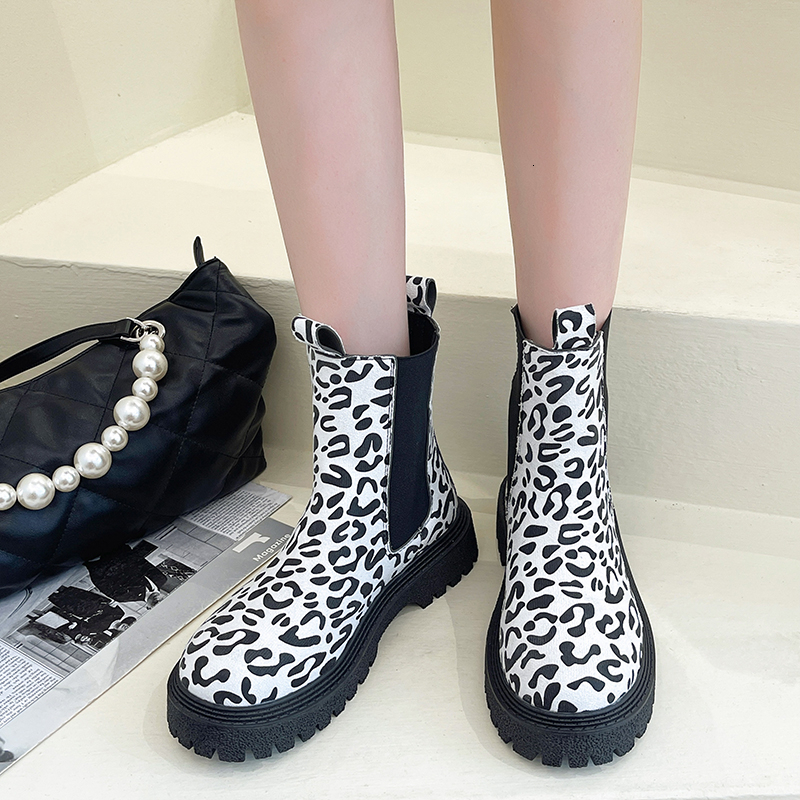 

Boots Leopard Print Women's Fashion Chelsea Short Spring Autumn Suede Casual Platform Shoes 221114, Leopard grain