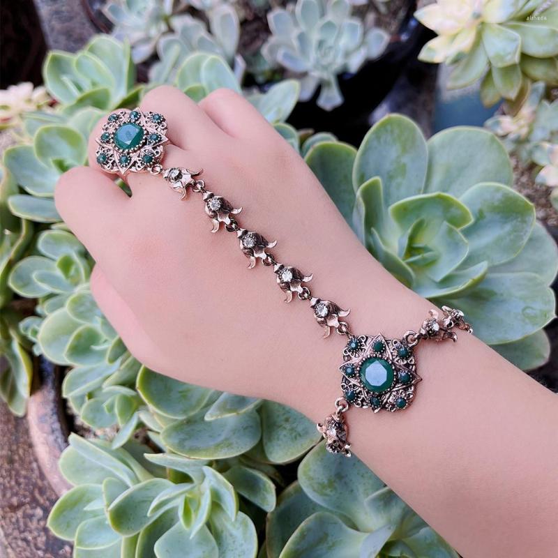 

Necklace Earrings Set Neovisson Turkish Ring&Bracelet For Women Antique Gold Color Resin Bracelet Link Ring Free Size Clothing, Picture shown