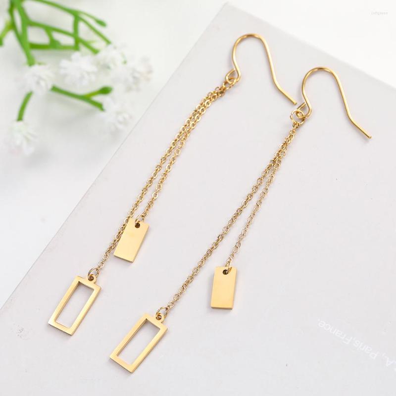 

Dangle Earrings Sipuris 2022 Fashion Stainless Steel For Women Triangle Round Geometric Long Tassel Drop Jewelry Gifts