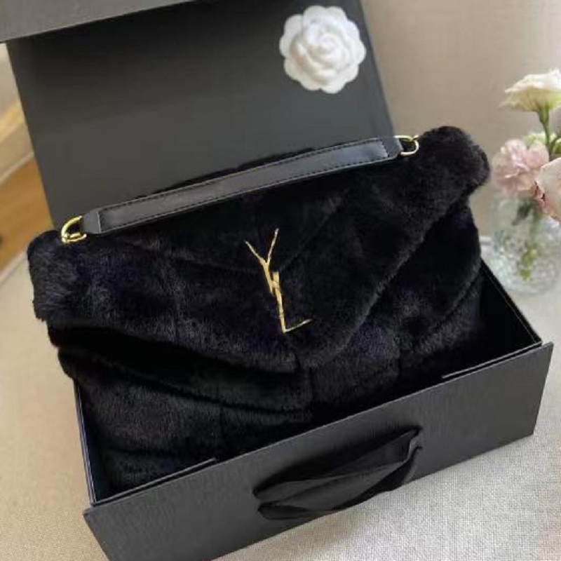 

Evening Bags designer bags handbag tote bag Loulou Cloud Envelope Bag Crossbody Lady Shoulder bagss Sheepskin Gold Chain Fashion Plush Fur Handbags Purse, #1