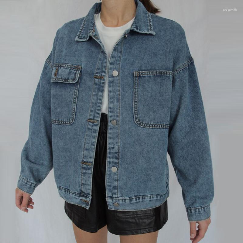 

Women' Jackets JESSIC Jean Jacket Women Clothes Oversized Jeans Denim Coat Korean Coats Spring Fall 2022 For Solid Casual, Blue