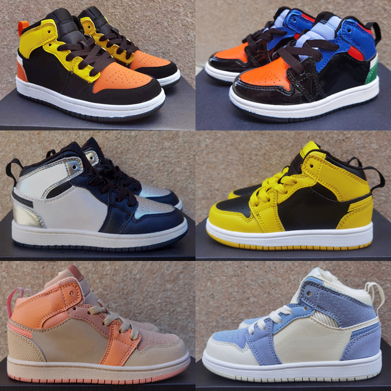 

1 High Og 1S Kids Basketball Shoes Jumpman University Blue Patent Bred Heritage Brotherhood Gorge Green Dark Mocha Black White Pale Ivory Unc Retro Sneakers US 6C-5Y, As photo 5