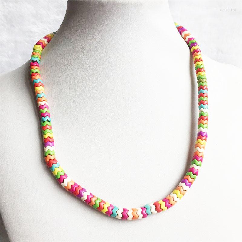 

Chains 3 6MM Elegant Waves Mix Color Howlite Necklace Natural Stone Choker Wedding Gift For Woman Charm Fashion Jewelry