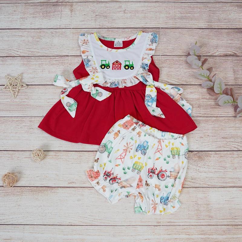 

Clothing Sets 2022 Toddler Baby Girl Clothes Set 2pcs Cotton Suit Car Embroidery Bodysuit Long Sleeve Red Outfits Lattice Pants For 1-8T, Girl set