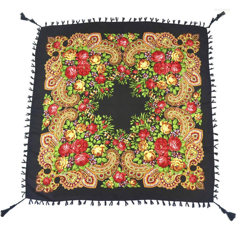 

Scarves Ethnic Style Knotted Tassel Square Scarf Tourism Wai Russian Printed Shawl
