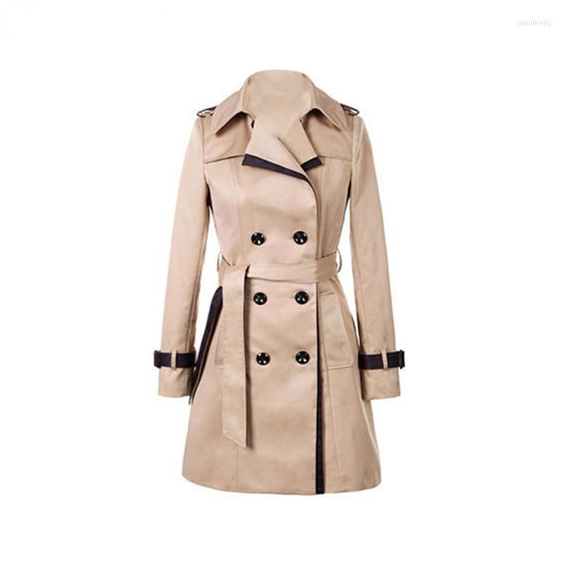 

Women' Trench Coats Fashion Coat Autumn Women' Double Breasted Long Khaki Ribbon Belt Classic Casual Office Jacket 2022Coat, Black